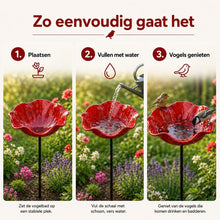 Afbeelding in Gallery-weergave laden, Vogelbloemen – Handgemaakte vogeldrinkbak in bloemvorm | Set van 2
