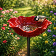 Afbeelding in Gallery-weergave laden, Vogelbloemen – Handgemaakte vogeldrinkbak in bloemvorm | Set van 2
