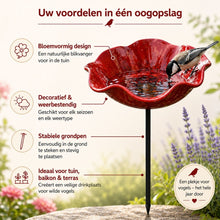 Afbeelding in Gallery-weergave laden, Vogelbloemen – Handgemaakte vogeldrinkbak in bloemvorm | Set van 2
